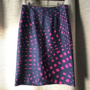 Trina Turk skirt. Navy blue and fushia. Size 4.